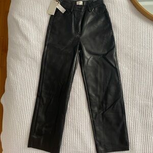 Aritzia Wilfred Black Leather-Style Pants